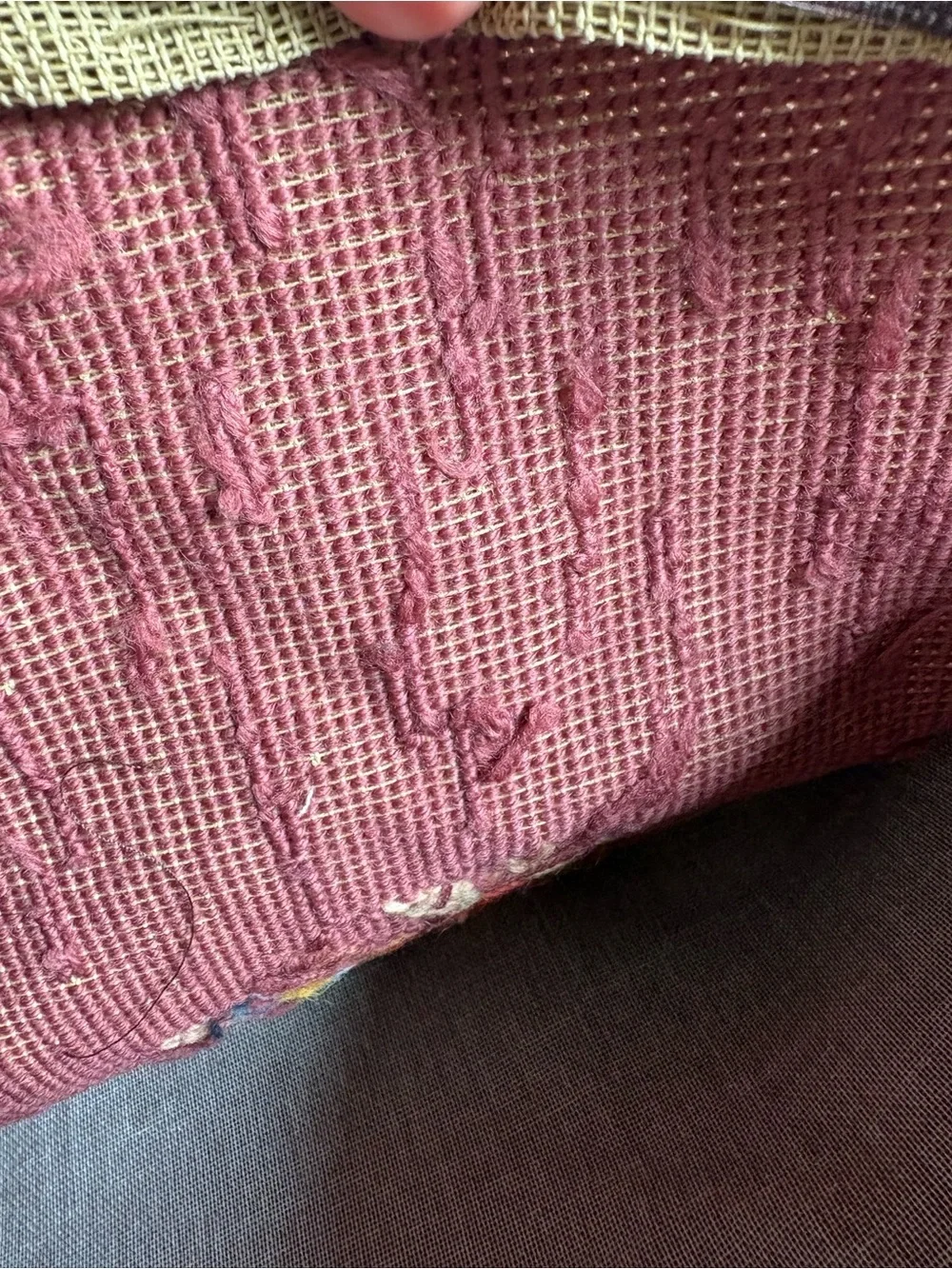 Embroidered Handmade Floral Needlepoint Pillow Cover🌸Rose Pink with Velvet Back